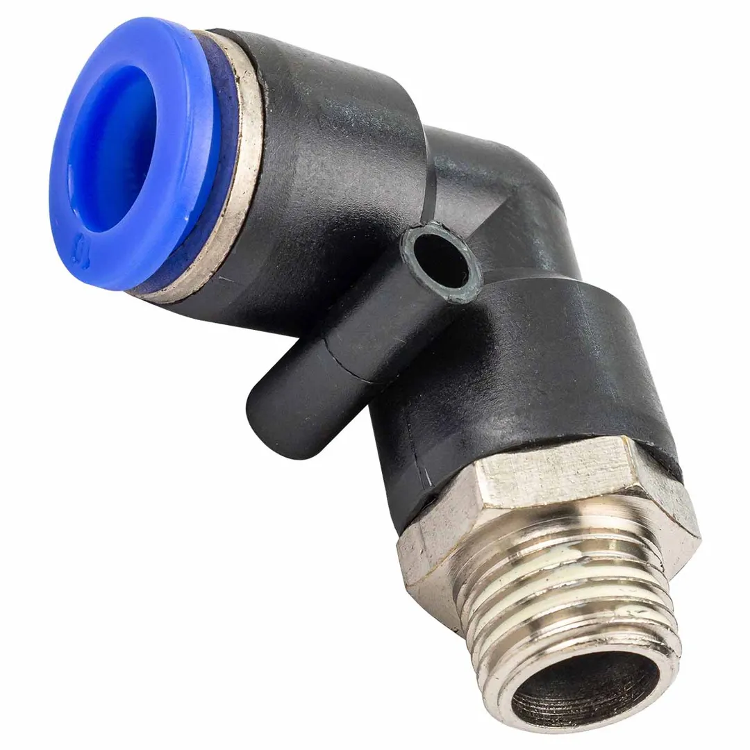 Фитинг угловой для пластиковых трубок 10мм с наружной резьбой 1/4»