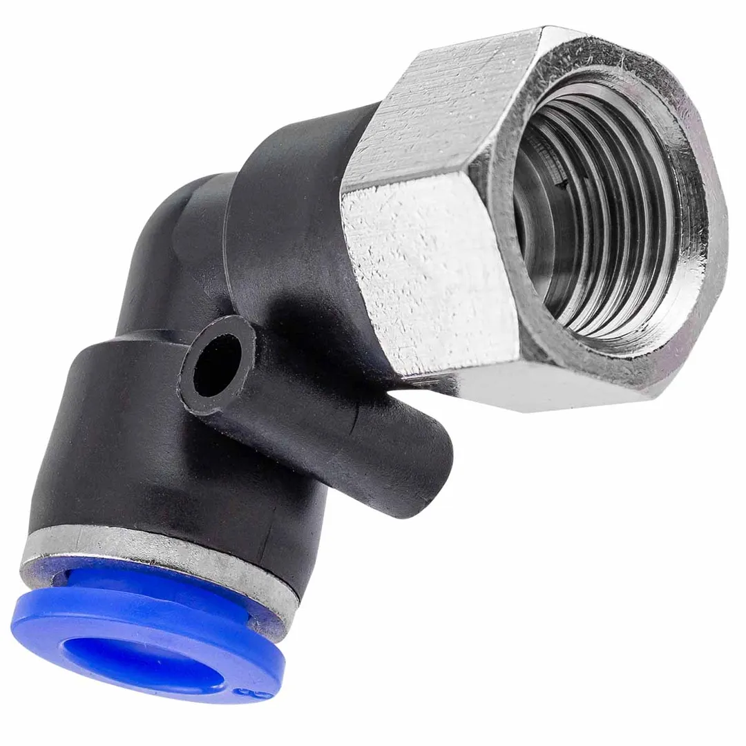 Фитинг угловой для пластиковых трубок 8мм с внутренней резьбой 1/4»
