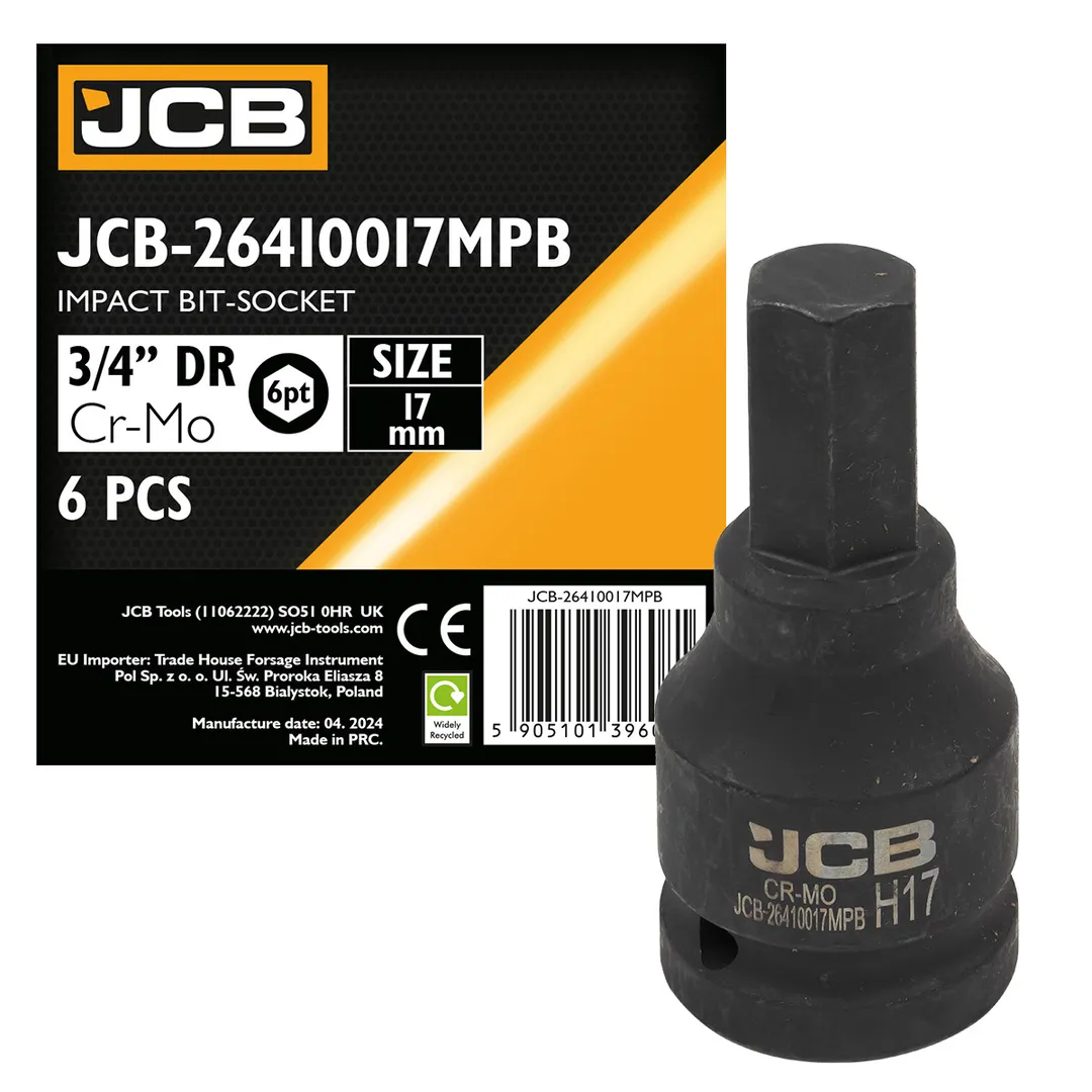 Головка-бита ударная 6-гранная 3/4», 17мм