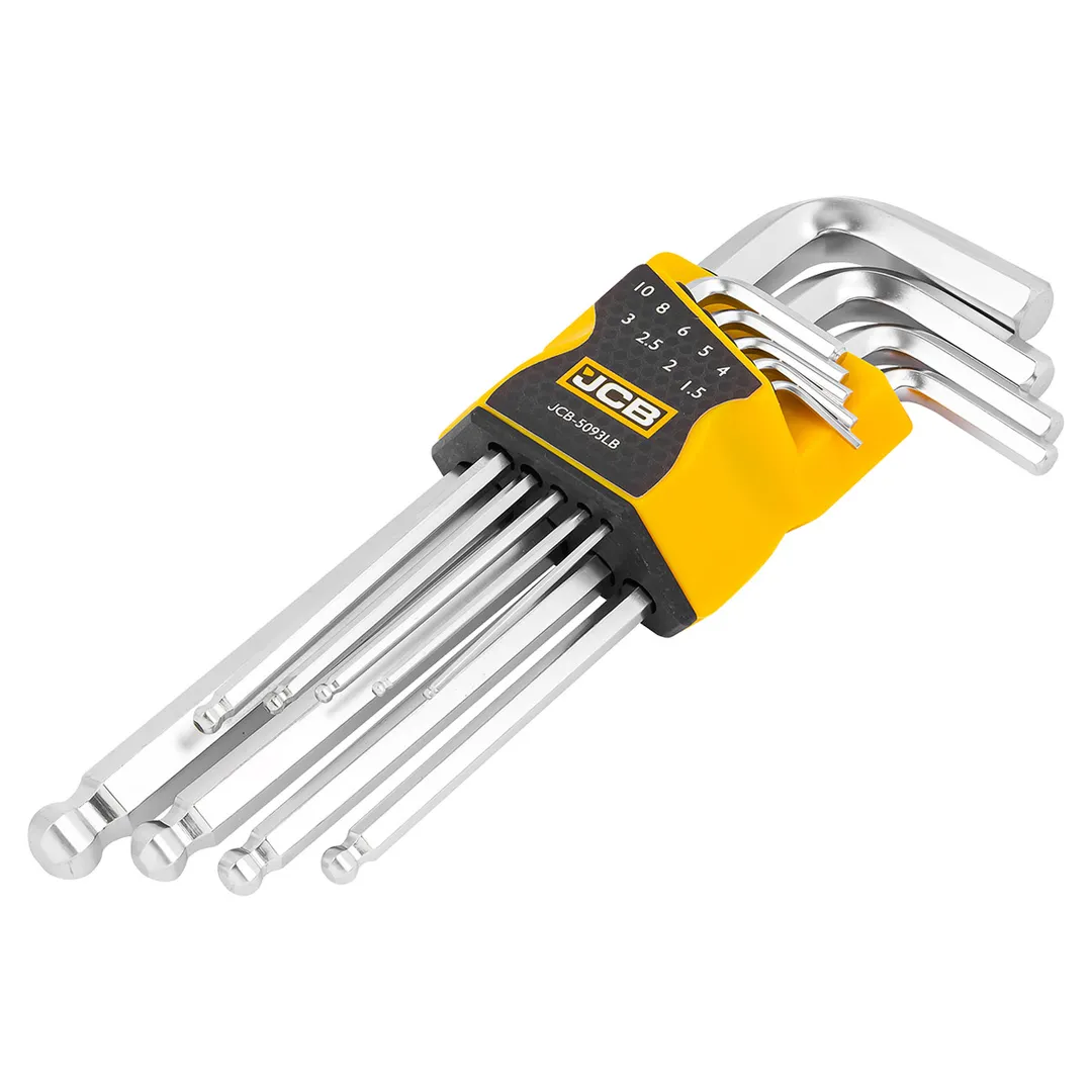 Ключи Г-образные 6-гранные длинные с шаром, набор 9пр. (1.5, 2, 2.5, 3-6, 8, 10мм)