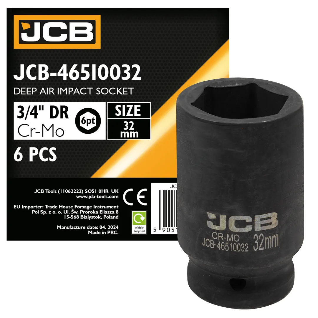 Головка ударная глубокая 32мм (6гр.), 3/4»