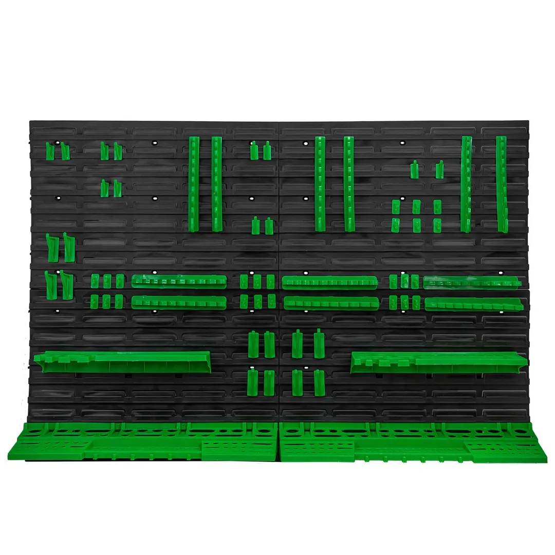 Настенный пластиковый стеллаж-стенд для инструментов 78х115,2см (полки для ключей и инструментов 4шт, крючки 24шт, держатели для ключей 6шт)