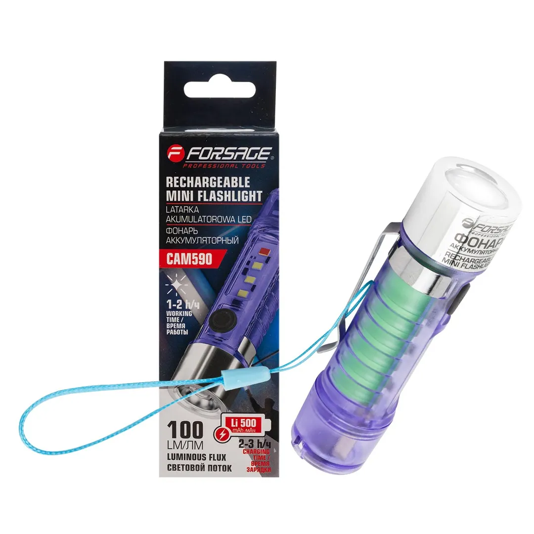 Фонарь аккумуляторный 500мАч, 100лм