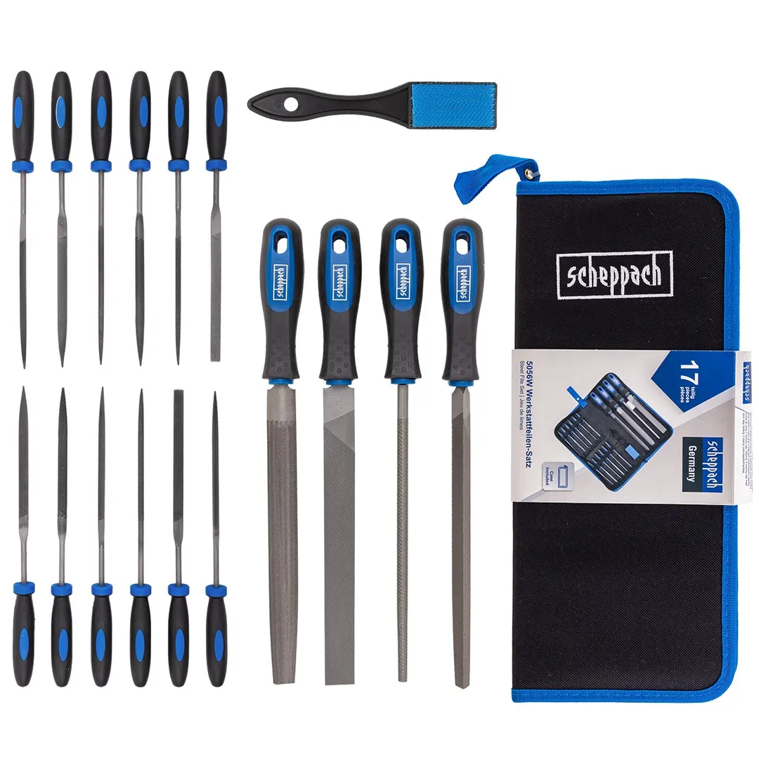 Набор напильников и надфилей разнопрофильных, 17пр (плоск, треуг, квадр, круг, полукруг, L-100мм,L-200мм) в чехле