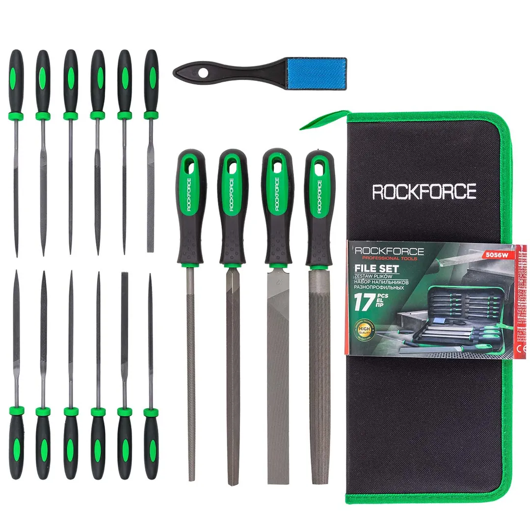 Набор напильников и надфилей разнопрофильных, 17пр (плоск, треуг, квадр, круг, полукруг, L-100мм,L-200мм) в чехле