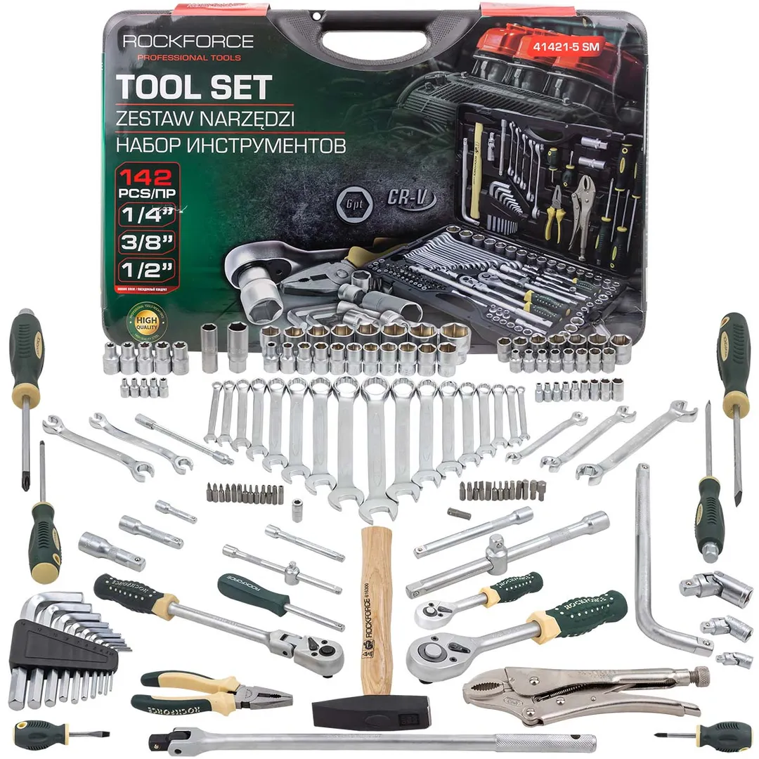 Набор инструментов 142 пр.1/4»3/8»1/2»(6-гр.)(4-32мм)