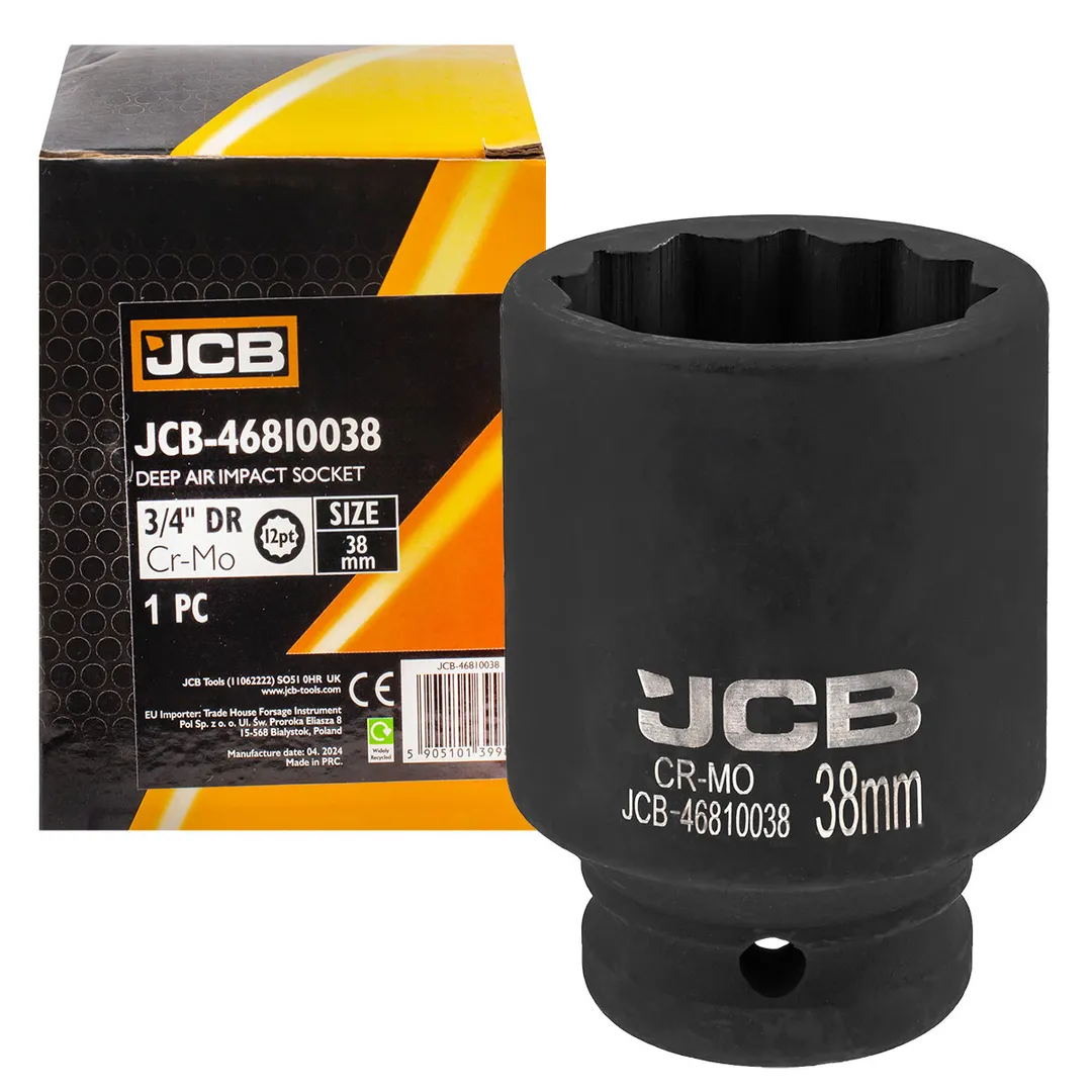 Головка ударная глубокая 38мм (12гр.), 3/4»