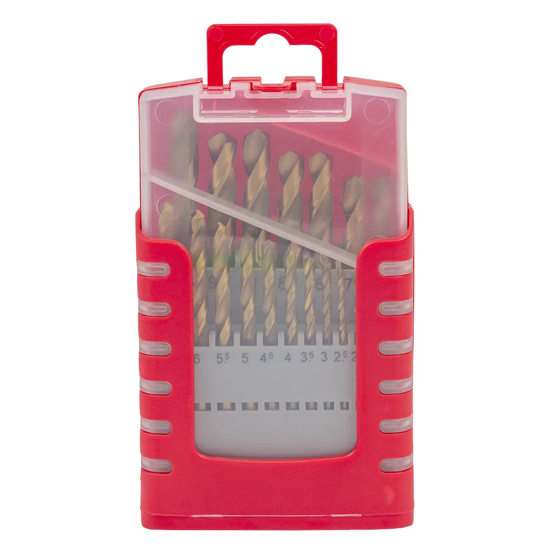 Набор сверл по металлу HSS TIN 19пр.(1-10мм, шаг 0.5мм), в пластиковом футляре