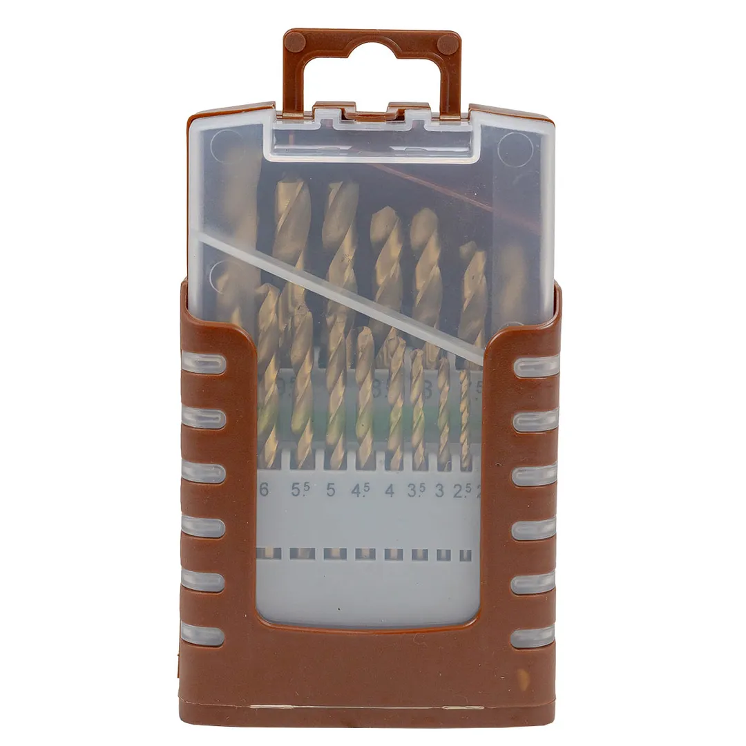 Набор сверл по металлу HSS TIN 19пр.(1-10мм, шаг 0.5мм), в пластиковом футляре
