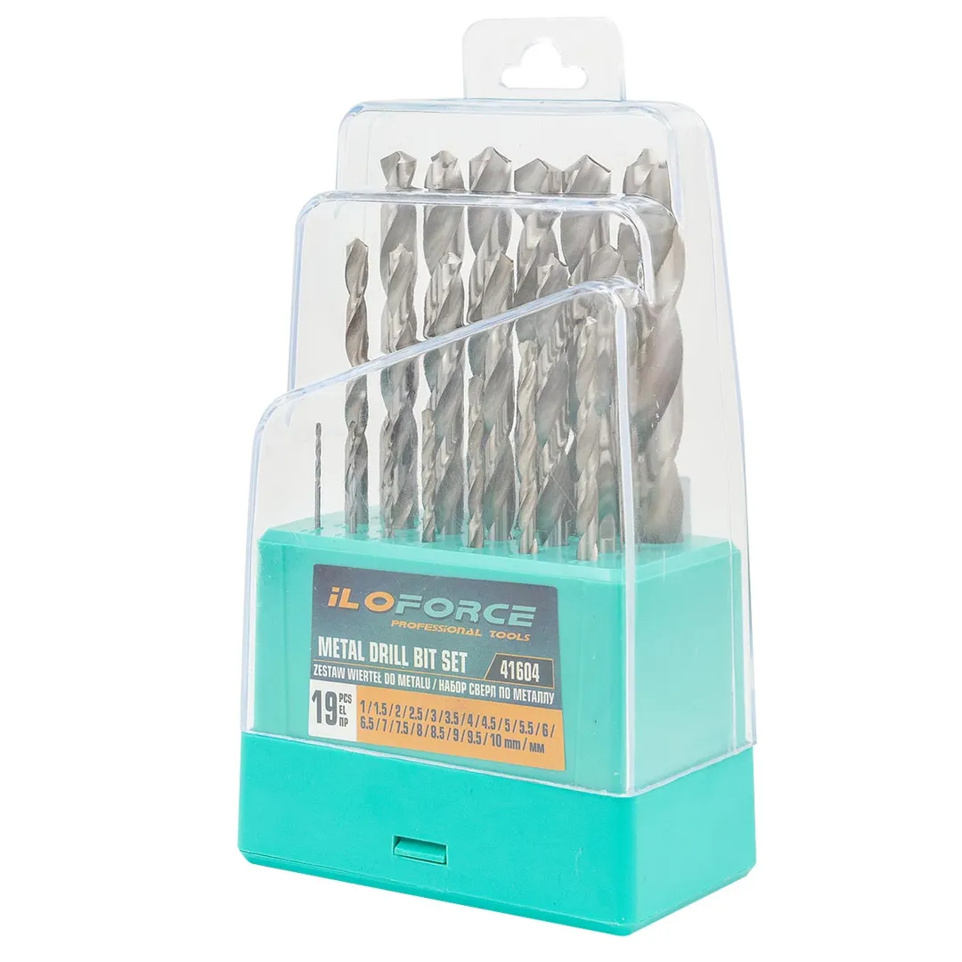Набор сверл по металлу 19пр(1-10мм, шаг 0,5мм),в пластиковом футляре