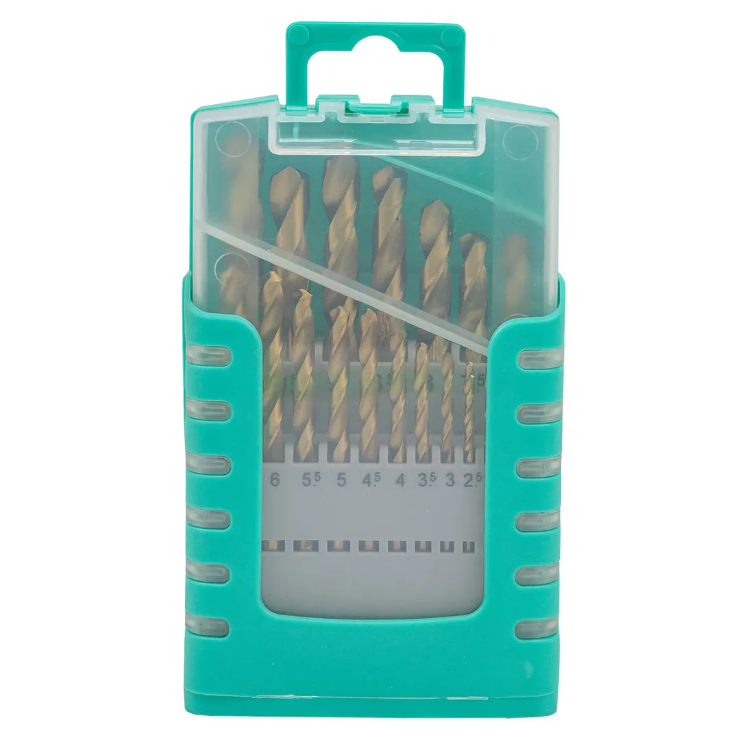 Набор сверл по металлу HSS TIN 19пр.(1-10мм, шаг 0.5мм), в пластиковом футляре