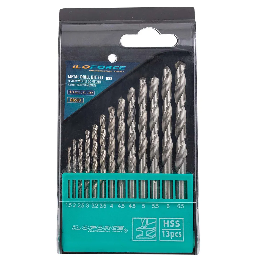 Набор сверл по металлу HSS, 13пр.(1.5/2/2.5/3/3.2/3.5/4/4.5/4.8/5/5.5/6/6.5мм), в пластиковом футляре
