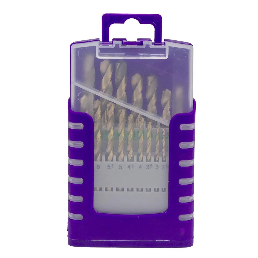 Набор сверл по металлу HSS TIN 19пр.(1-10мм, шаг 0.5мм), в пластиковом футляре