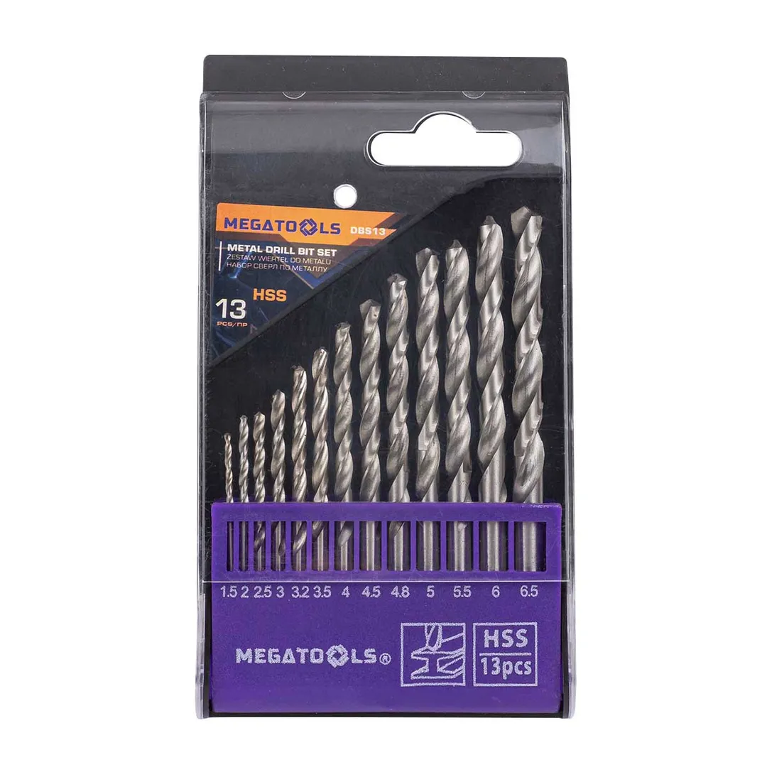Набор сверл по металлу HSS, 13пр.(1.5/2/2.5/3/3.2/3.5/4/4.5/4.8/5/5.5/6/6.5мм), в пластиковом футляре