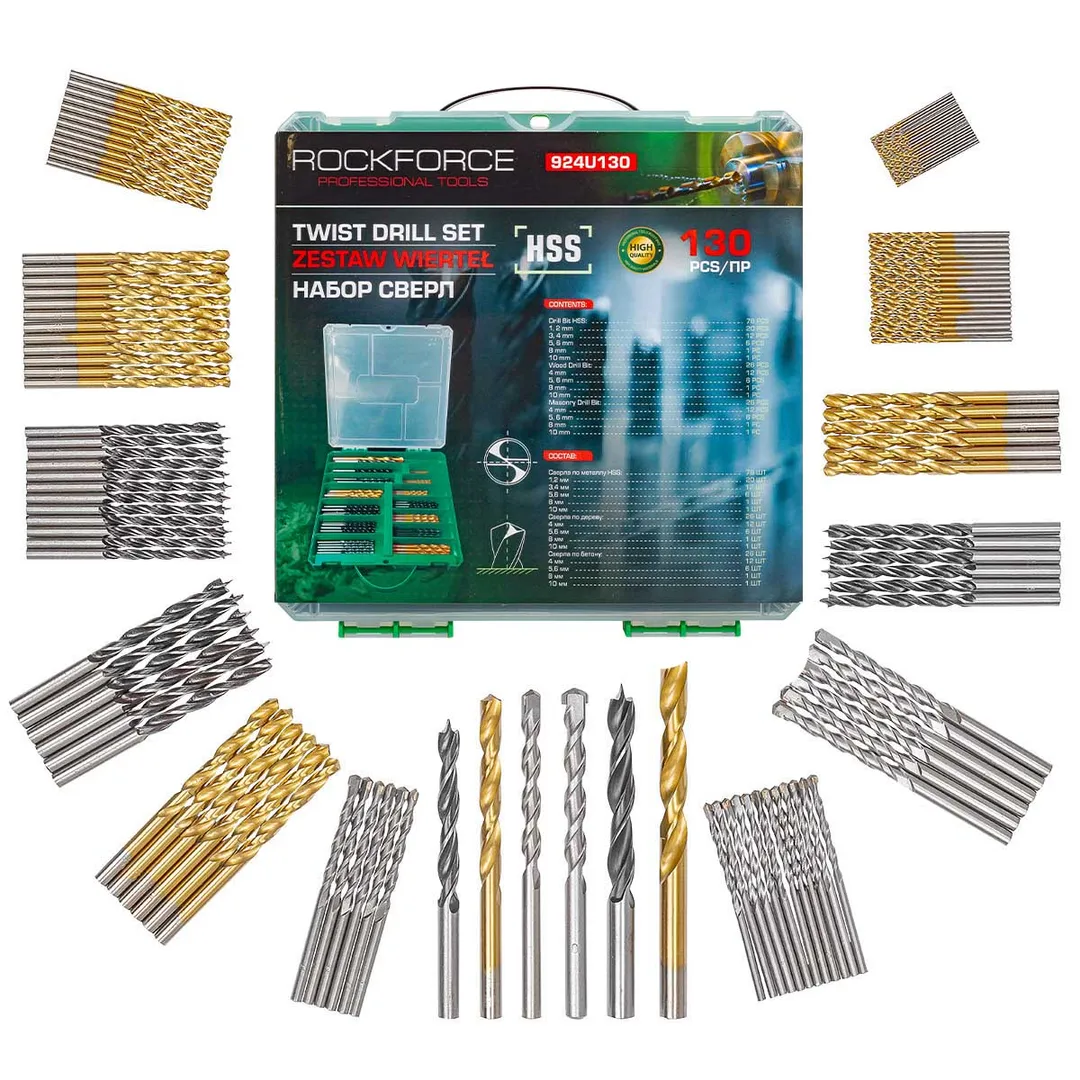 Набор сверл по металлу HSS, 19пр.(1/1.5/2/2.5/3/3.5/4/4.5/5/5.5/6/6.5/7/7.5/8/8.5/9/9.5/10мм), в пластиковом футляре