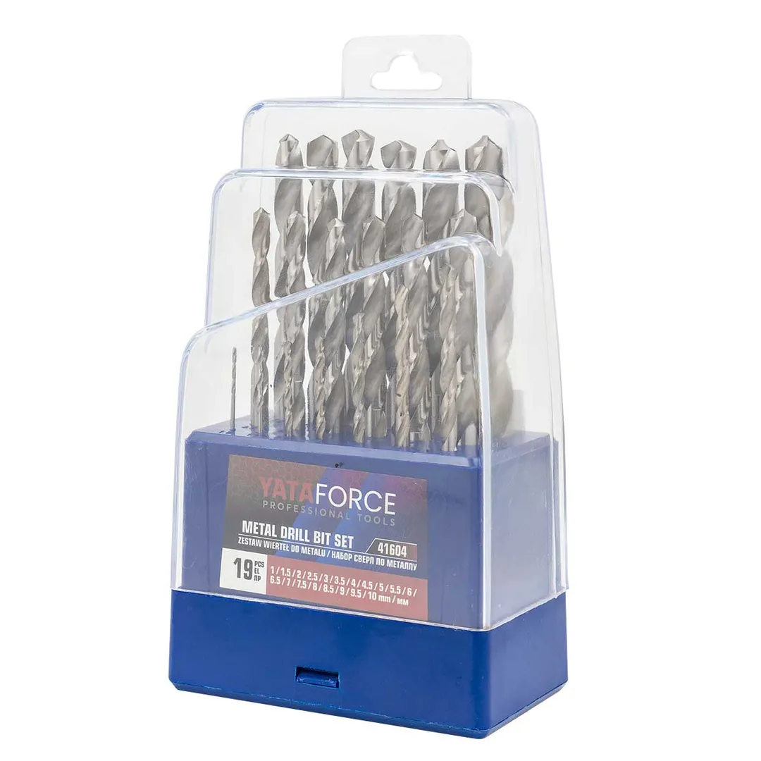 Набор сверл по металлу 19пр(1-10мм, шаг 0,5мм),в пластиковом футляре