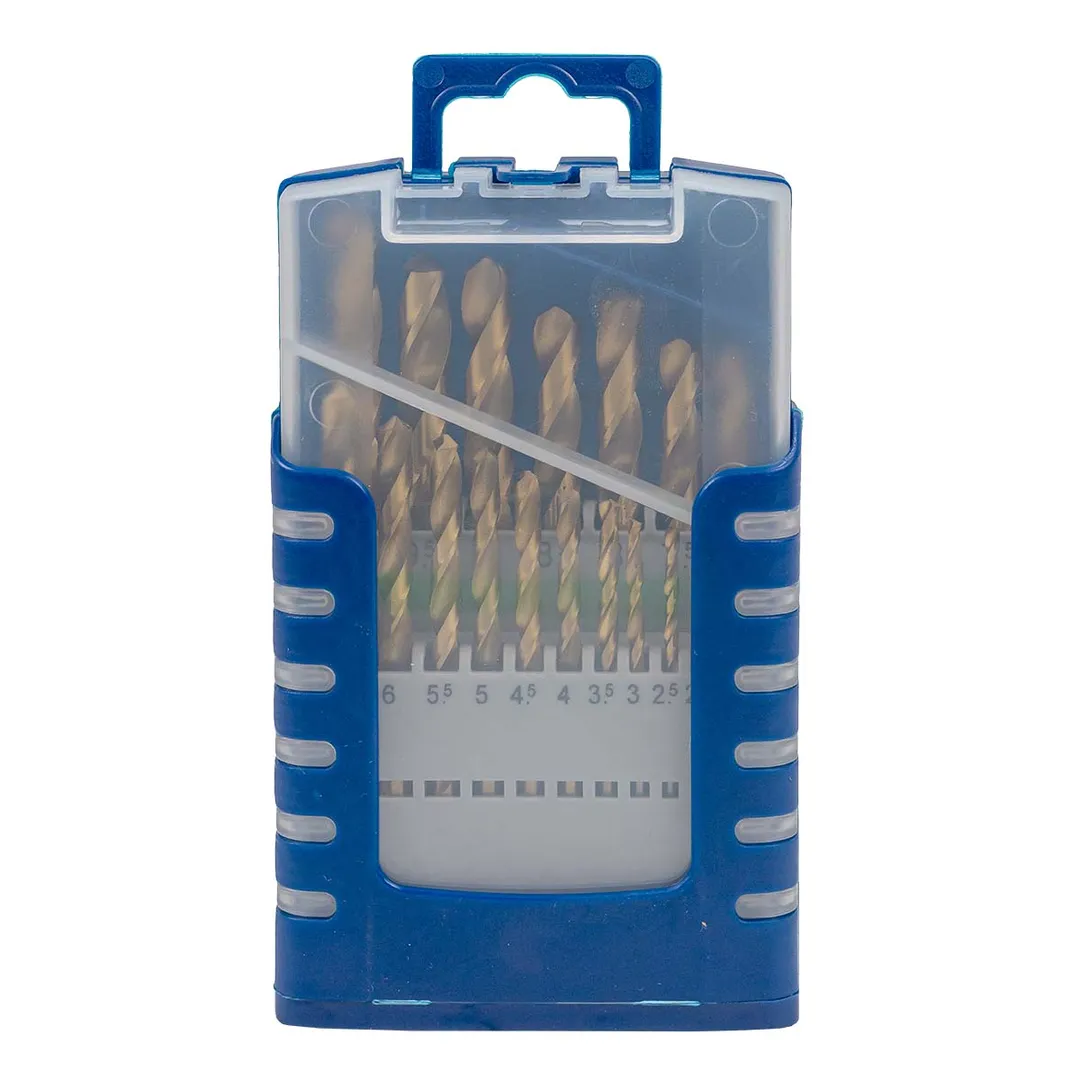 Набор сверл по металлу HSS TIN 19пр.(1-10мм, шаг 0.5мм), в пластиковом футляре