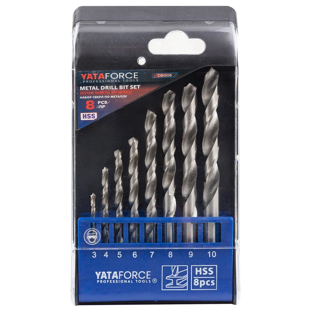 Набор сверл по металлу HSS 8пр.(3,4,5,6,7,8,9,10мм), в пластиковом футляре