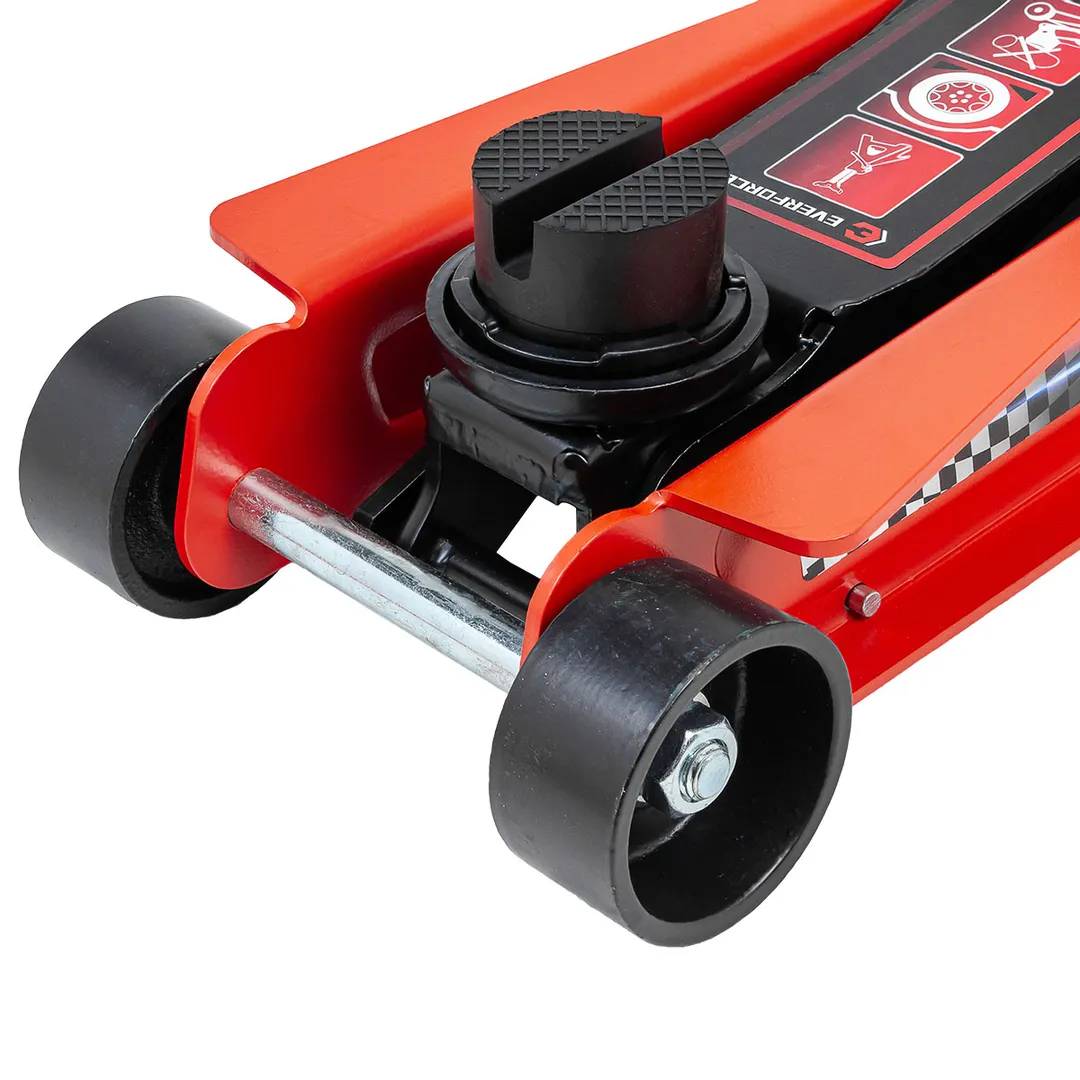 Домкрат подкатной гидравлический низкопрофильный с поворотной ручкой, 3т