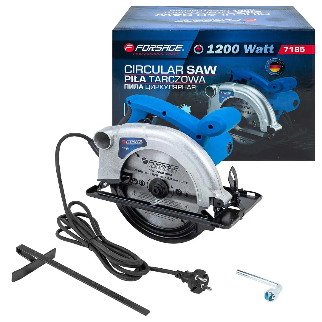 Пила циркулярная (1200Вт, 5500 об/мин, размер диска 185х20х2,4мм)
