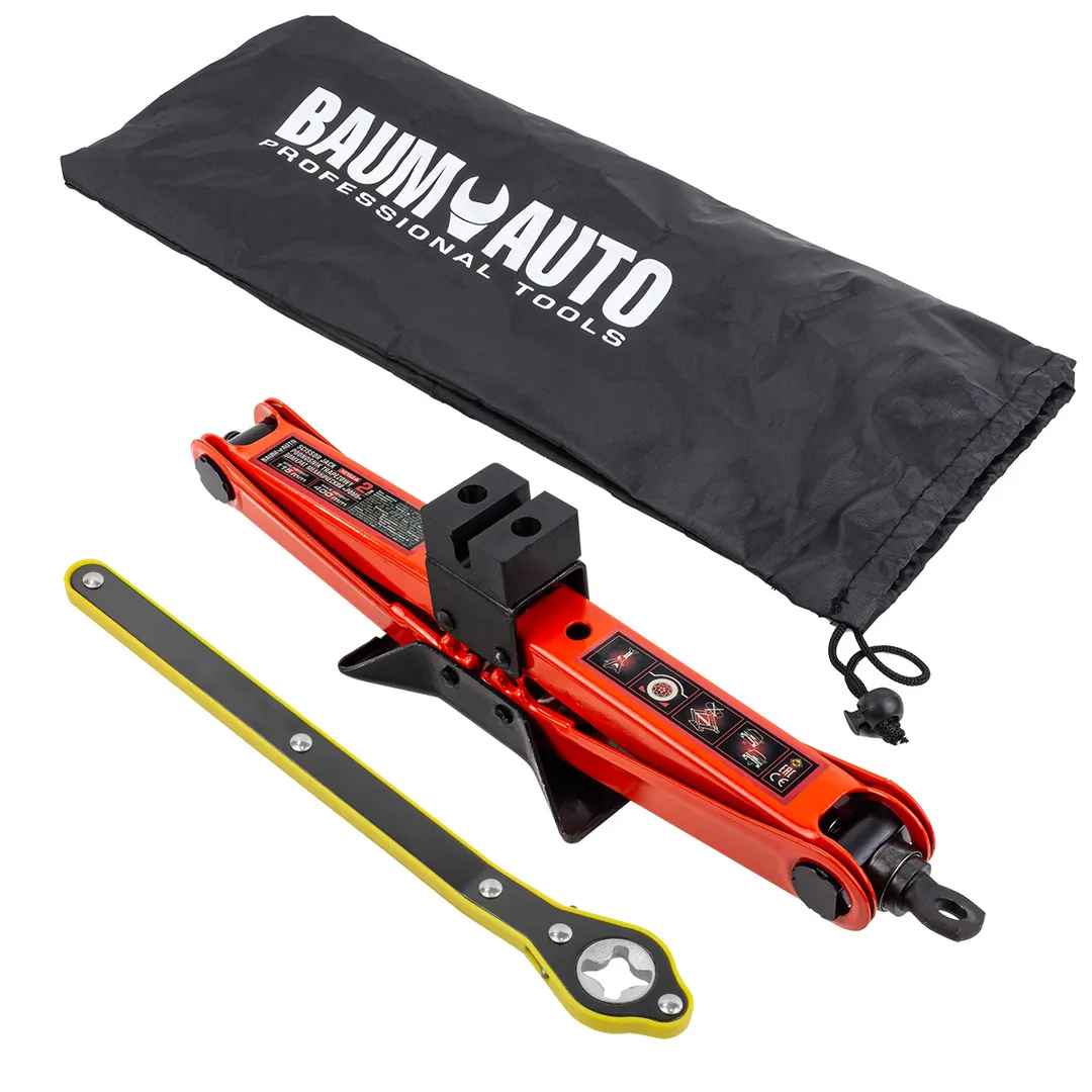 Домкрат механический »ромб»2т (h min 115мм, h max 400мм, L-420мм) в водоотталкивающем чехле в комплекте с ключом трещоточным (L — 340мм)