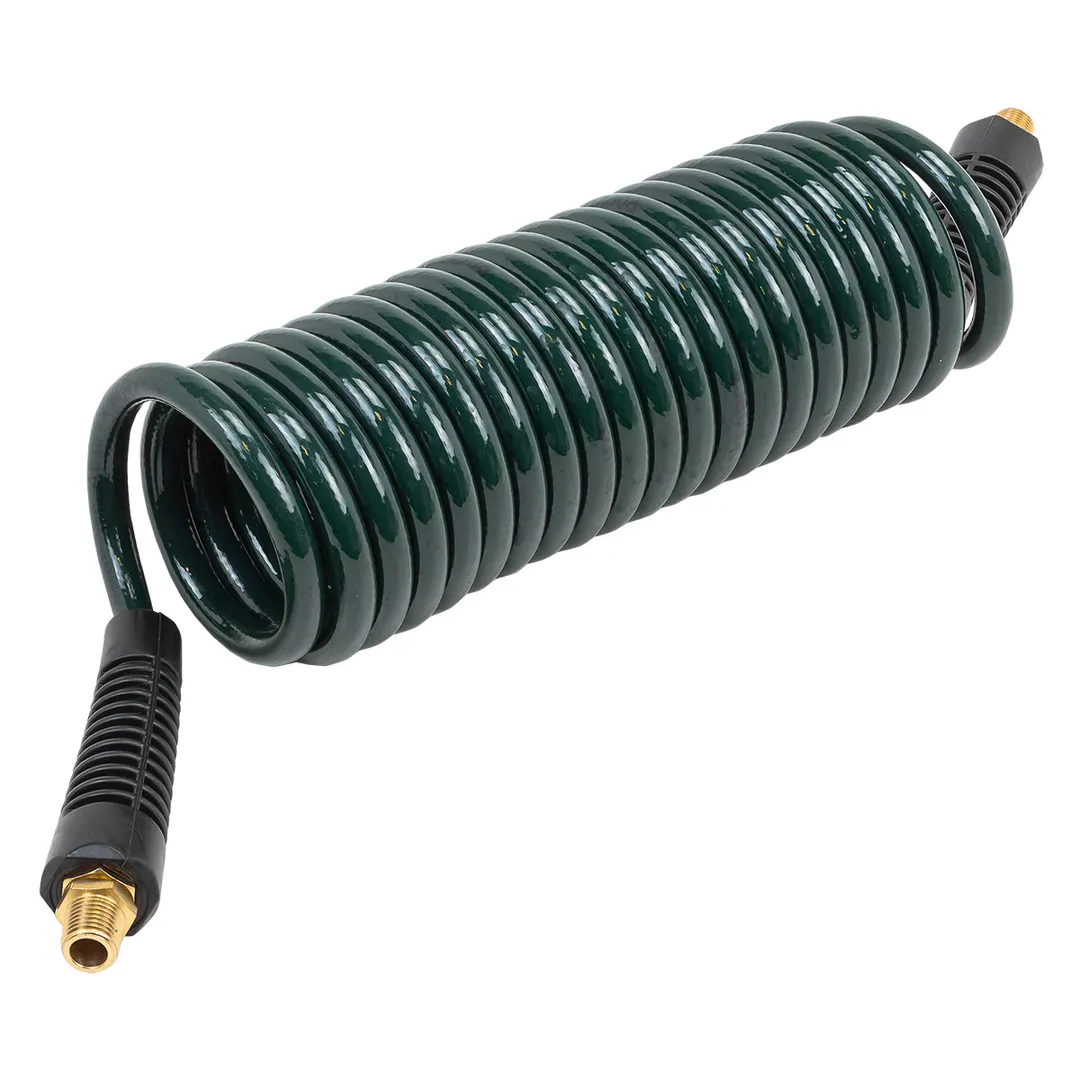 Шланг витой полиуретановый 6.5мм х 10мм х 5м с резьбовыми наконечниками 1/4»(max давление 15бар, раб. t от -20 до +60°С)