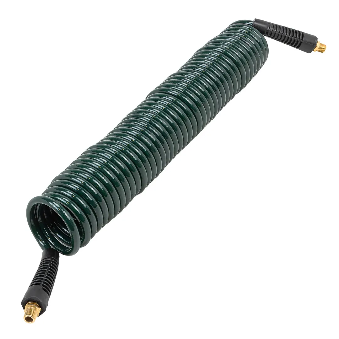 Шланг витой полиуретановый 6.5мм х 10мм х 10м с резьбовыми наконечниками 1/4»(max давление 15бар, раб. t от -20 до +60°С)