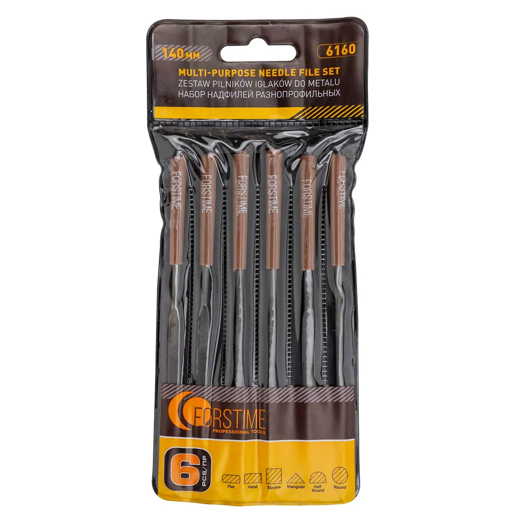 Набор надфилей разнопрофильных 6пр.(L-140мм,Ø3мм),в блистере
