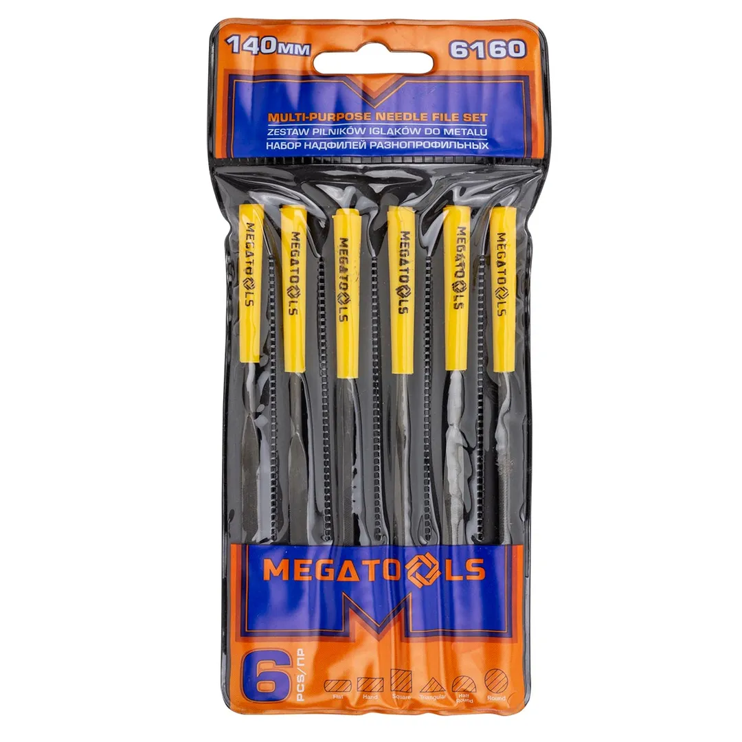 Набор надфилей разнопрофильных 6пр.(L-140мм,Ø3мм),в блистере