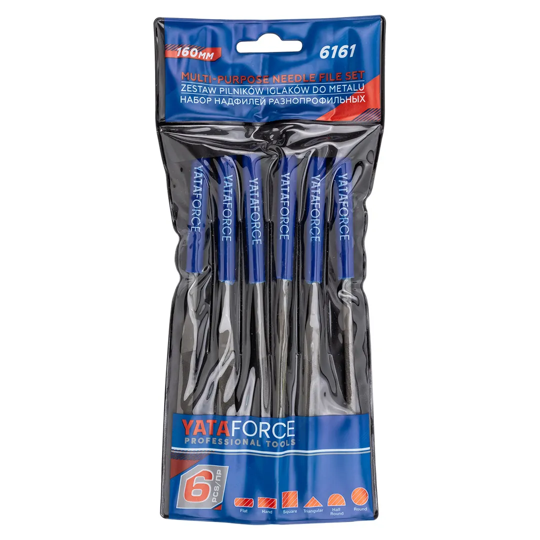 Набор надфилей разнопрофильных 6пр.(L-160мм,Ø4мм),в блистере