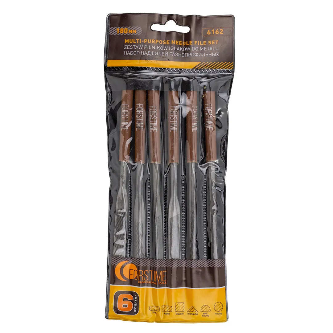 Набор надфилей разнопрофильных 6пр.(L-180мм,Ø5мм),в блистере