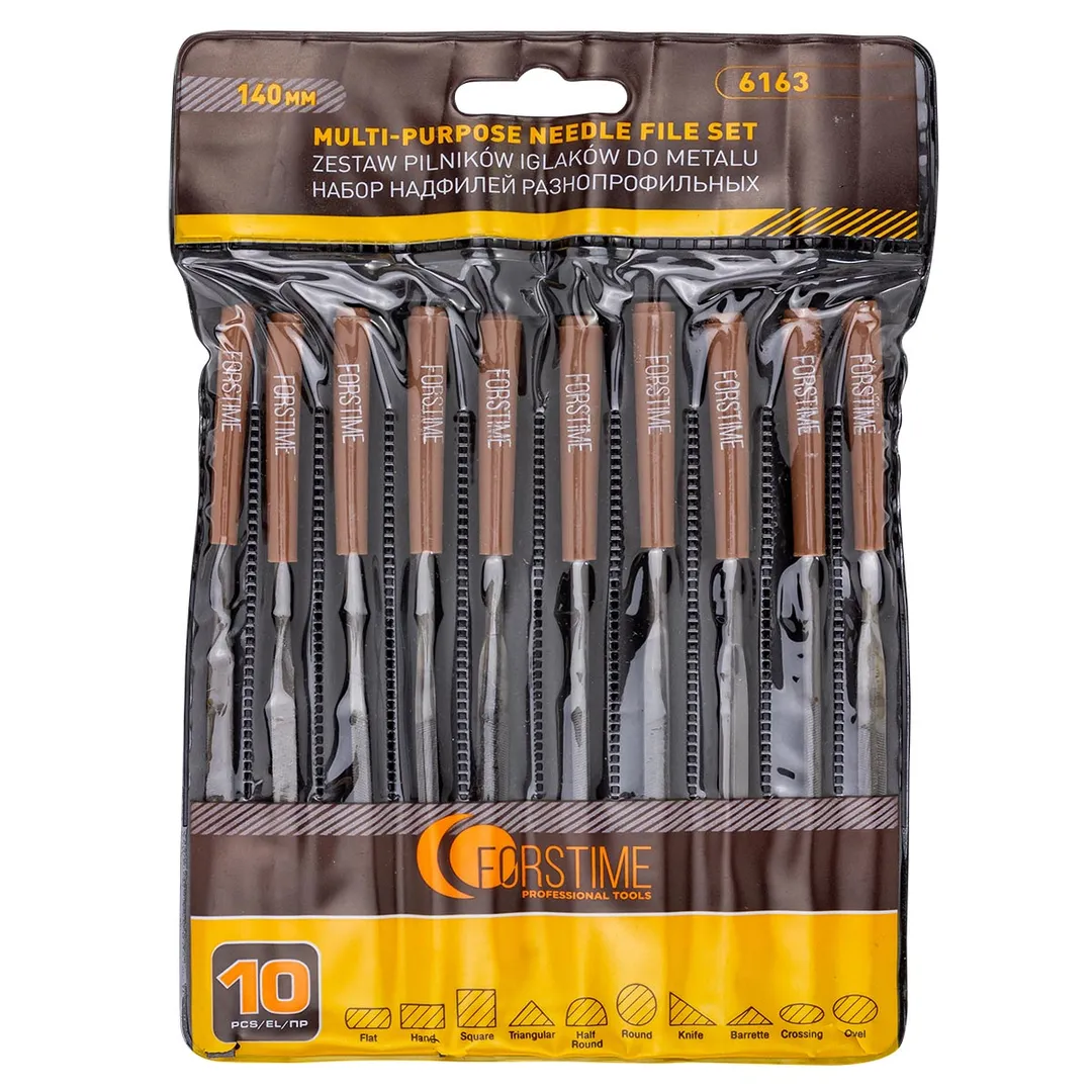 Набор надфилей разнопрофильных 10пр.(L-140мм,Ø3мм),в блистере