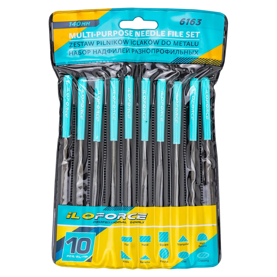 Набор надфилей разнопрофильных 10пр.(L-140мм,Ø3мм),в блистере