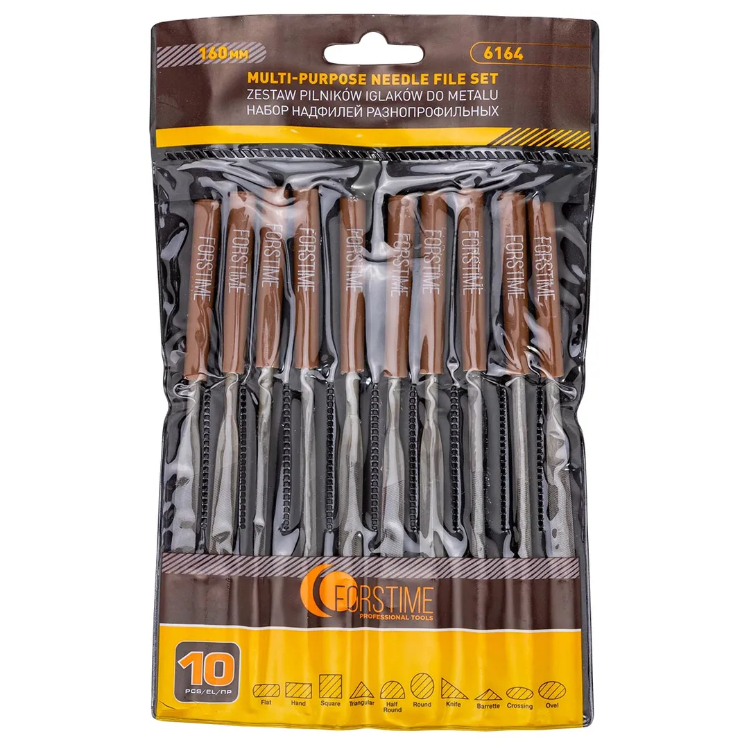 Набор надфилей разнопрофильных 10пр.(L-160мм,Ø4мм),в блистере
