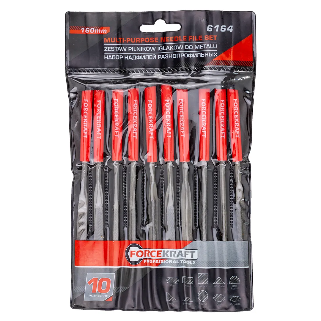 Набор надфилей разнопрофильных 10пр.(L-160мм,Ø4мм),в блистере