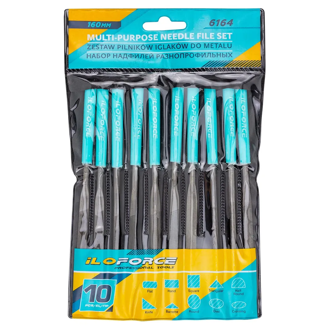 Набор надфилей разнопрофильных 10пр.(L-160мм,Ø4мм),в блистере