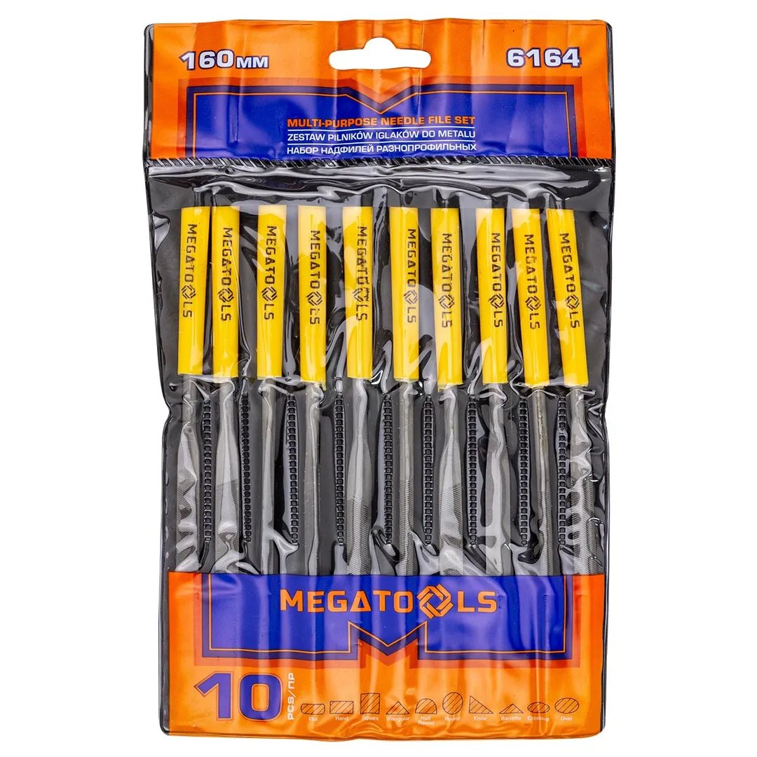 Набор надфилей разнопрофильных 10пр.(L-160мм,Ø4мм),в блистере