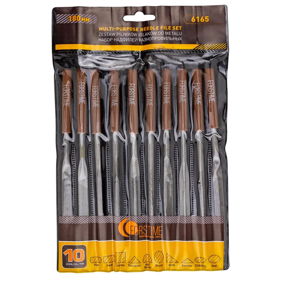 Набор надфилей разнопрофильных 10пр.(L-180мм,Ø5мм),в блистере