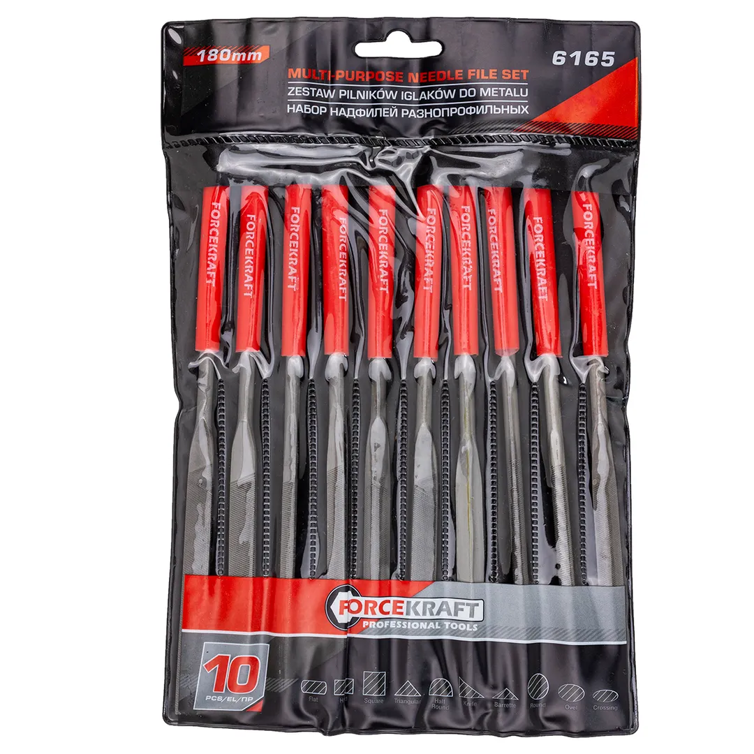 Набор надфилей разнопрофильных 10пр.(L-180мм,Ø5мм),в блистере