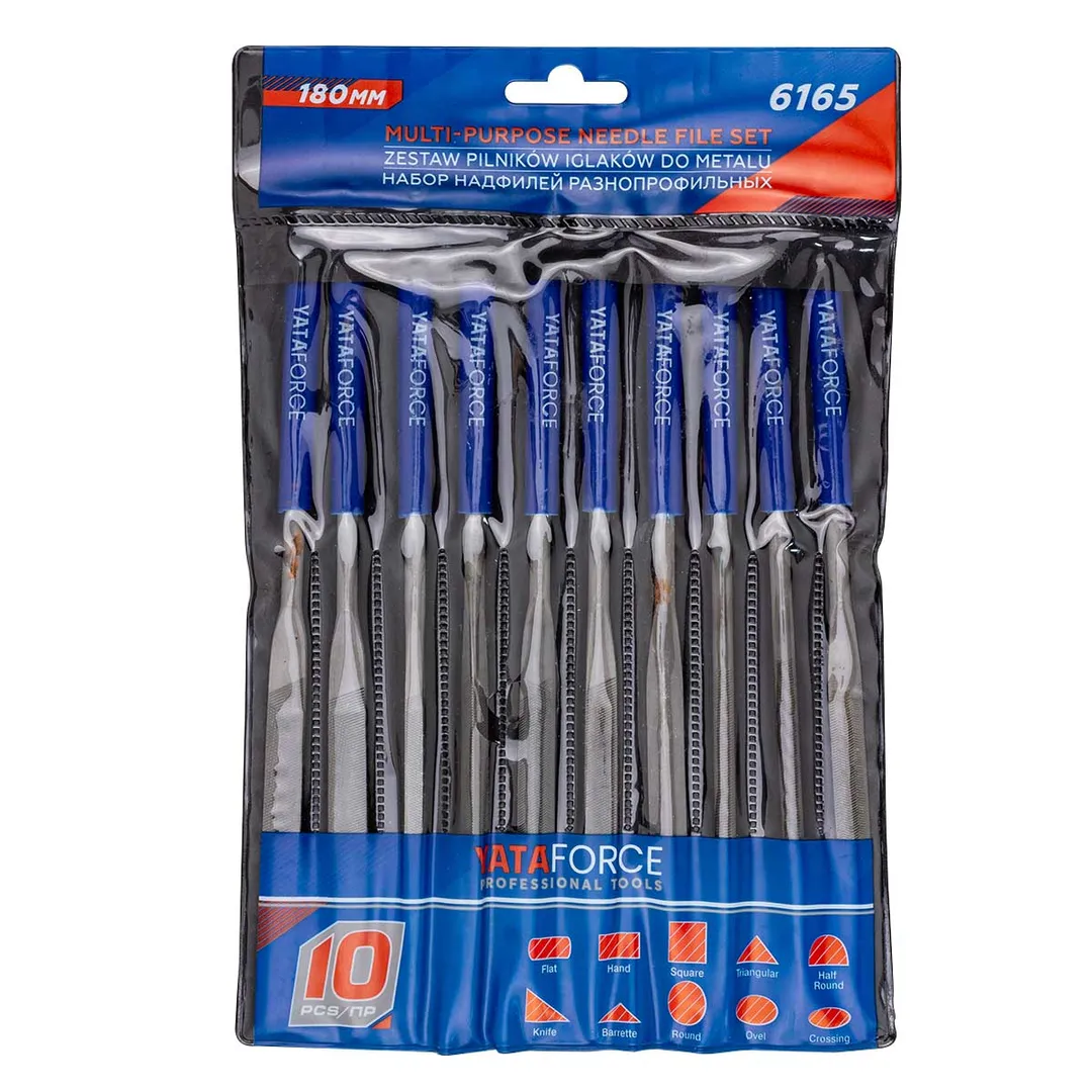 Набор надфилей разнопрофильных 10пр.(L-180мм,Ø5мм),в блистере
