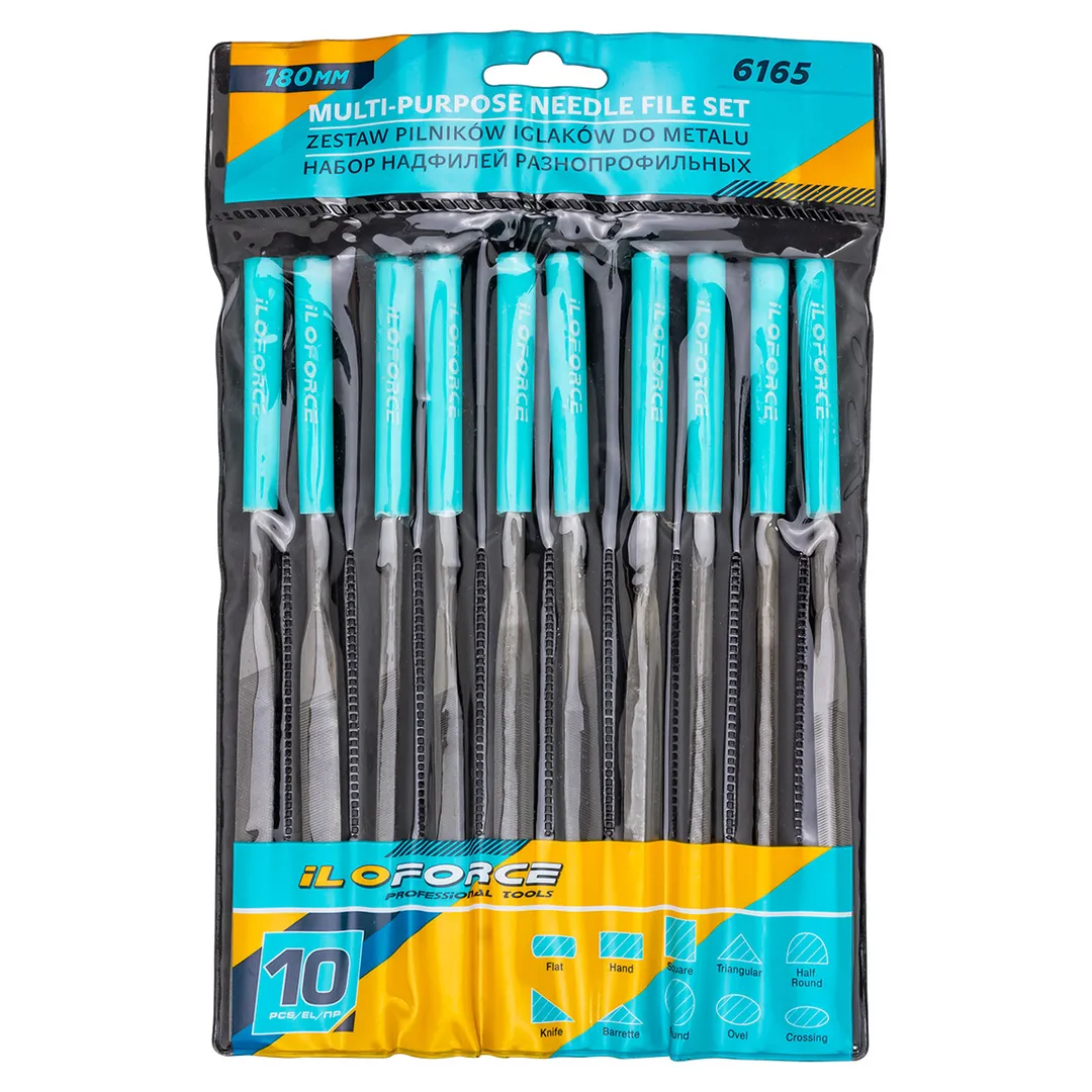Набор надфилей разнопрофильных 10пр.(L-180мм,Ø5мм),в блистере