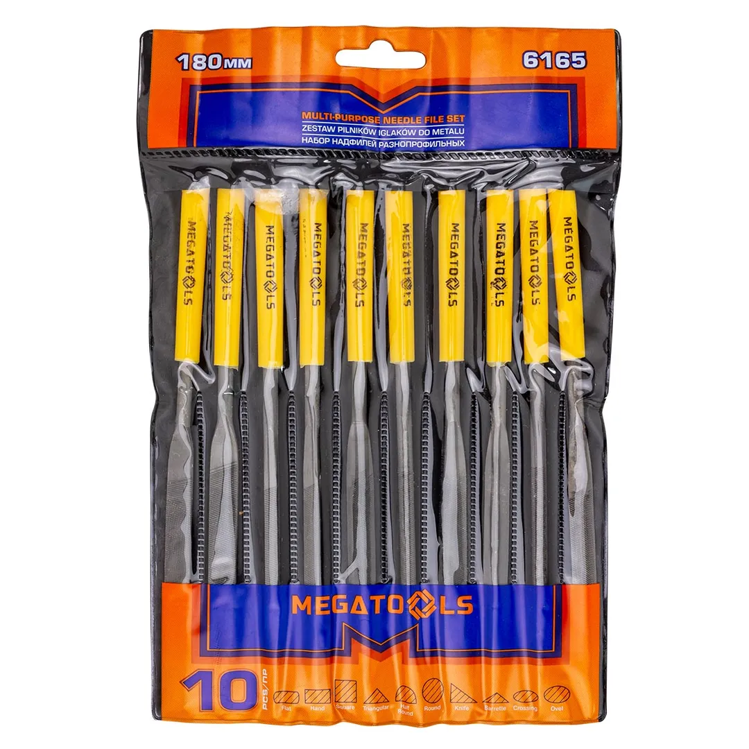 Набор надфилей разнопрофильных 10пр.(L-180мм,Ø5мм),в блистере