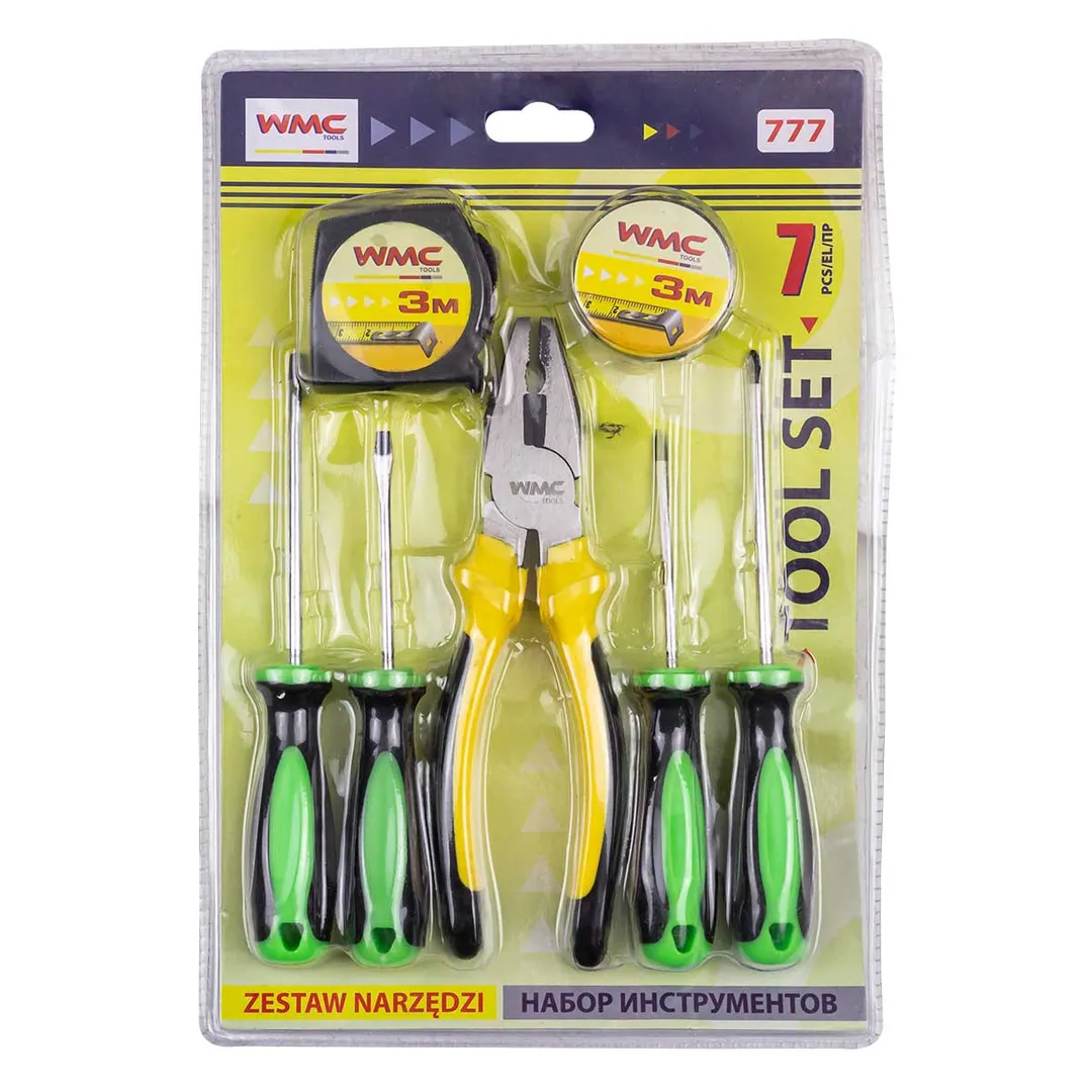 Набор инструментов 7пр.(отвертки:PH0х75мм,PH1x100мм, SL4.5х75мм, SL4.5х100мм, изолента, рулетка, плоскогубцы 200мм),в блистере