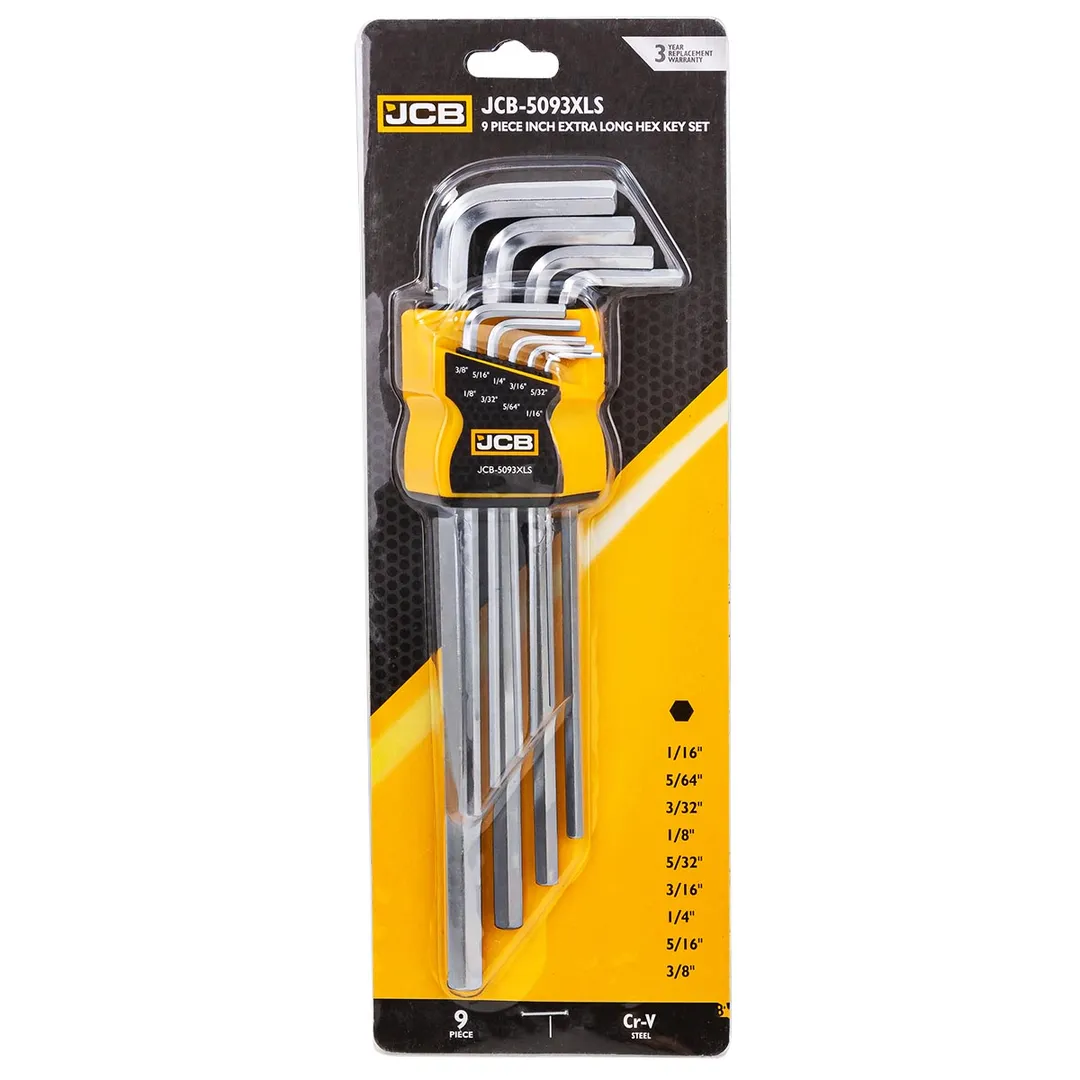 Набор ключей Г-образных 6-гранных, 9пр.(1/16», 5/64′, 3/32», 1/8», 5/32», 3/16», 1/4», 5/16», 3/8»)в пластиковом держателе