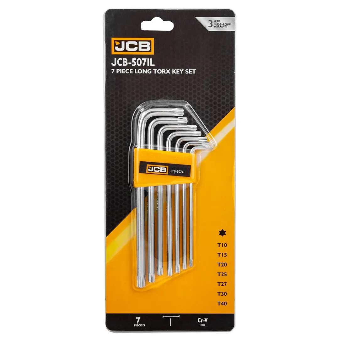 Набор ключей TORX Г-образных длинных, 7пр.(Т10,Т15,Т20,Т25,Т27,Т30,Т40) в пластиковом держателе