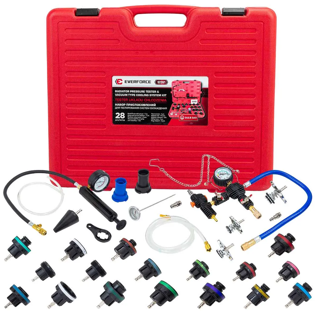 Набор приспособлений для тестирования систем охлаждения 28пр. (0-2.5bar), в кейсе