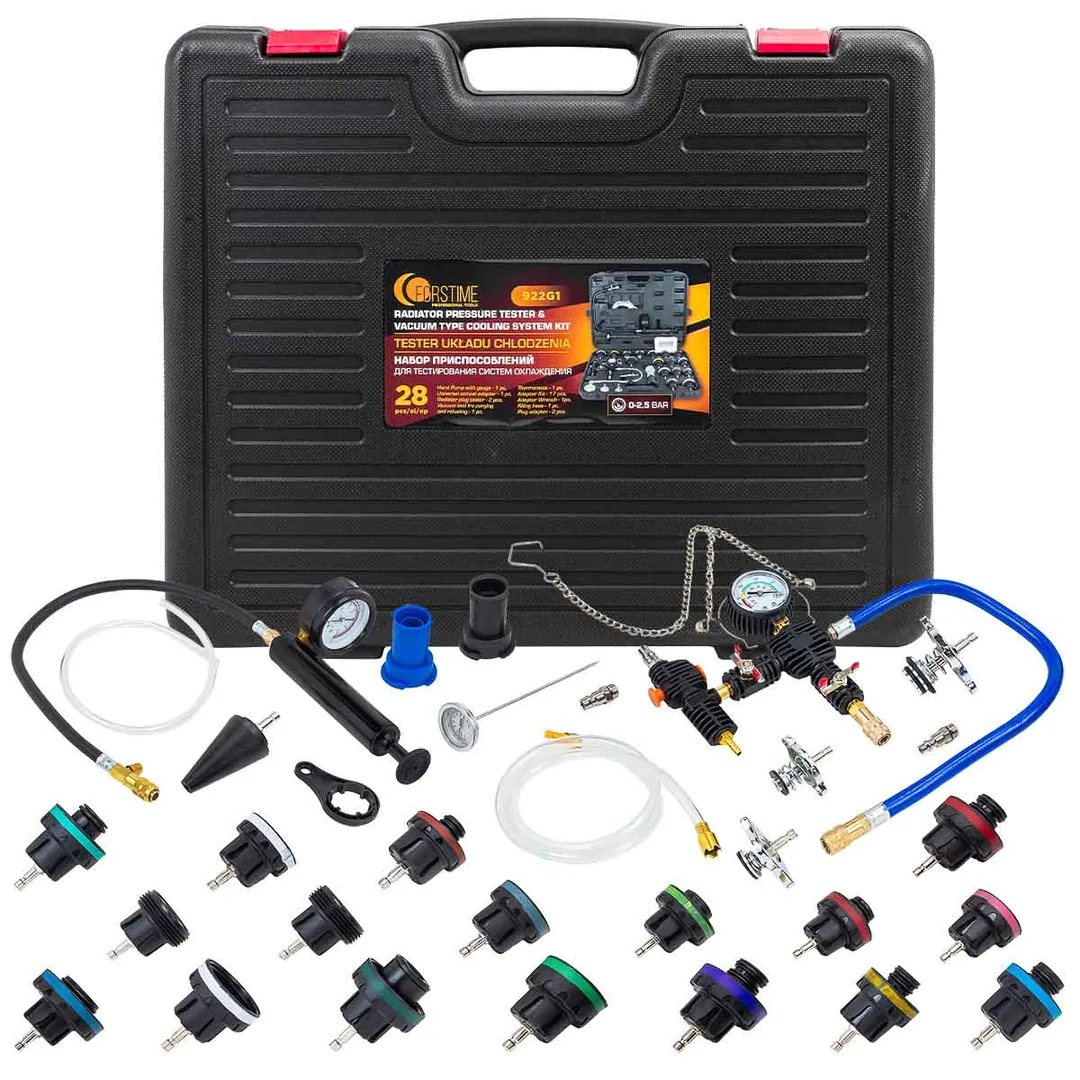 Набор приспособлений для тестирования систем охлаждения 28пр. (0-2.5bar), в кейсе