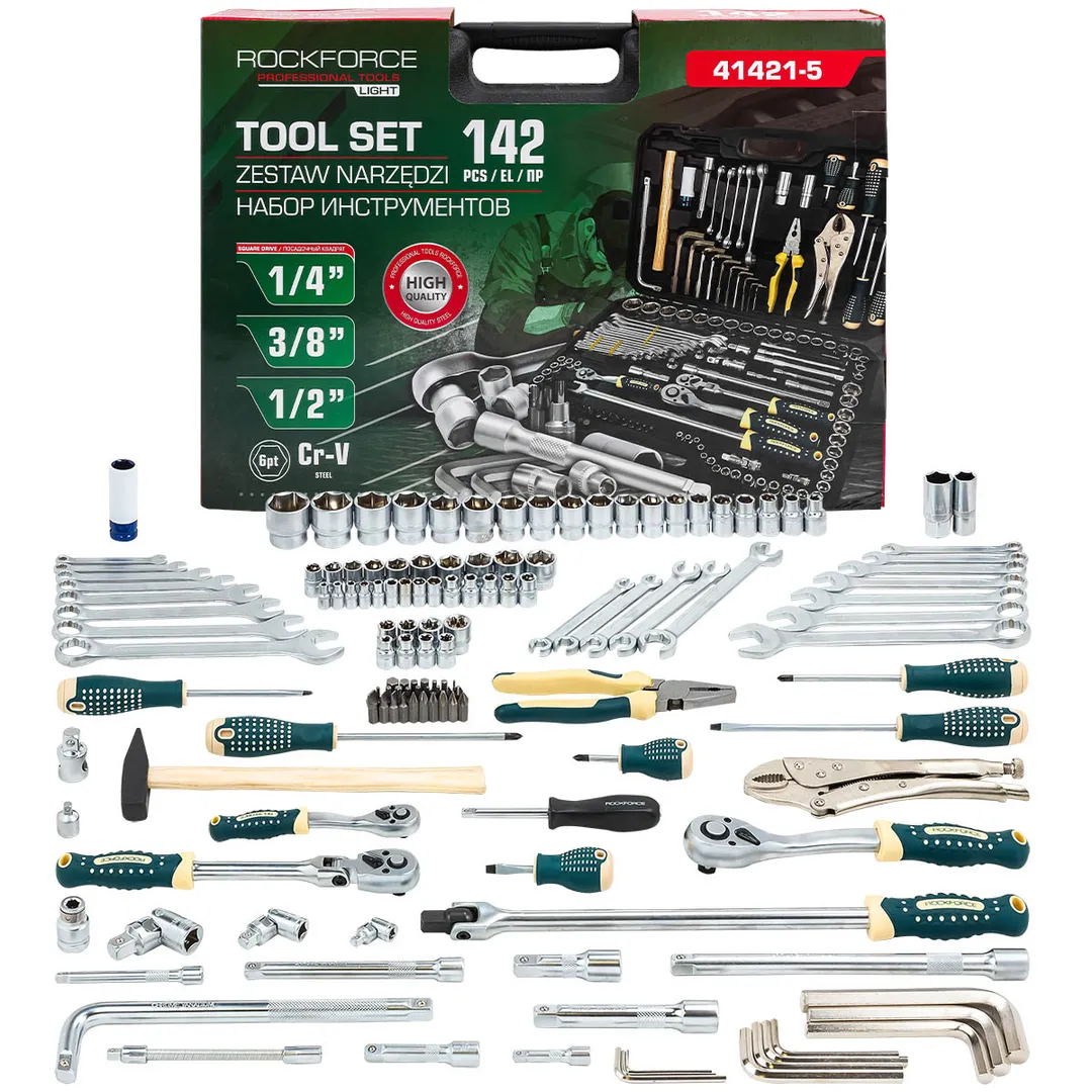 Набор инструментов 142пр. 1/4», 3/8», 1/2»(6гр.)