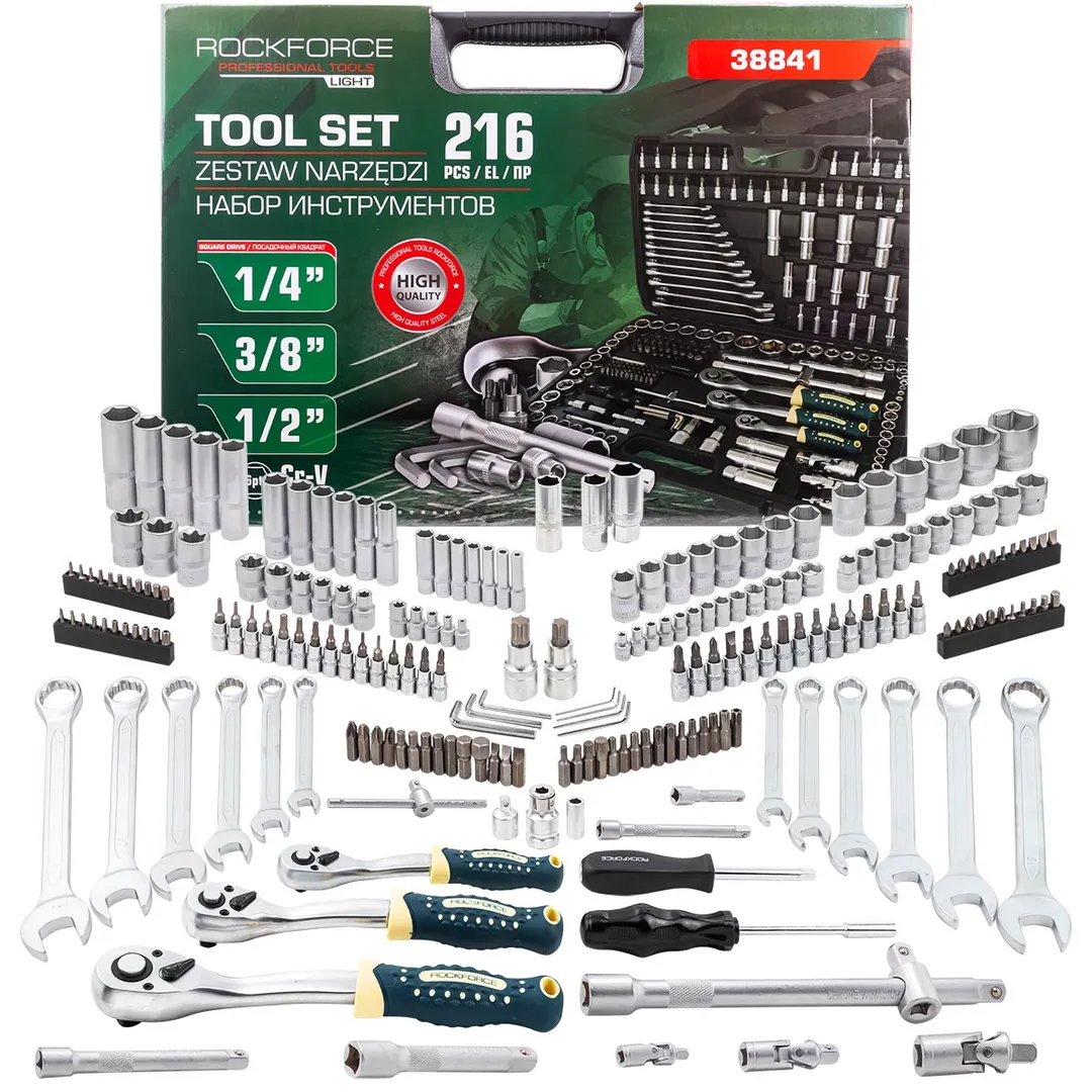 Набор инструментов 216пр. 1/4», 3/8», 1/2»(6гр.)