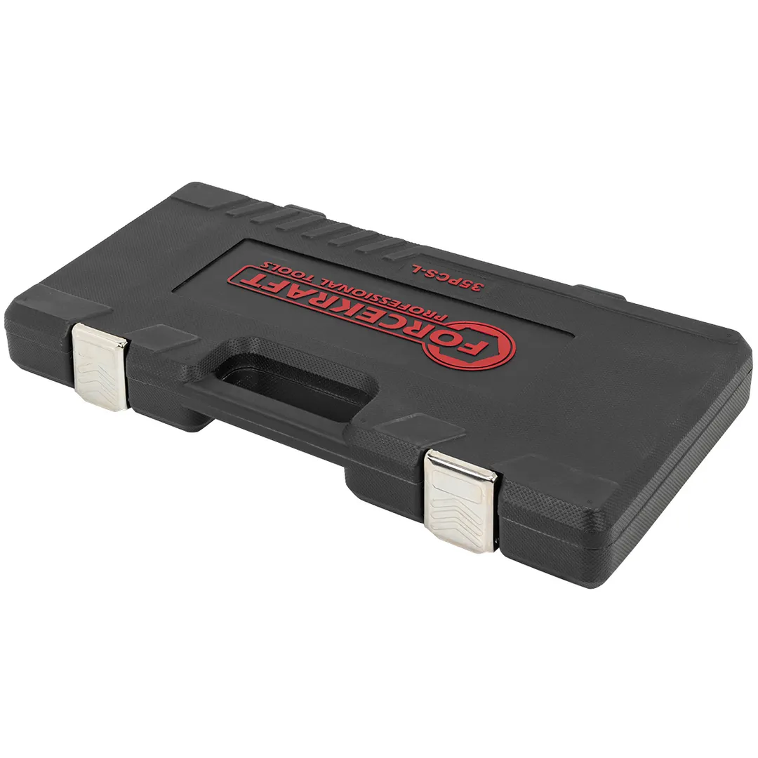 Набор головок ударных+вороток 35 пр. (короткие 38мм: 8-23, 24, 27, 30, 32мм, глубокие 78мм: 8,10,11, 13-19, 21, 22, 24, 27мм) в пласт.кейсе